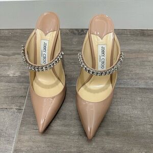Jimmy Choo Bing crystal embellished 100 patent mule
